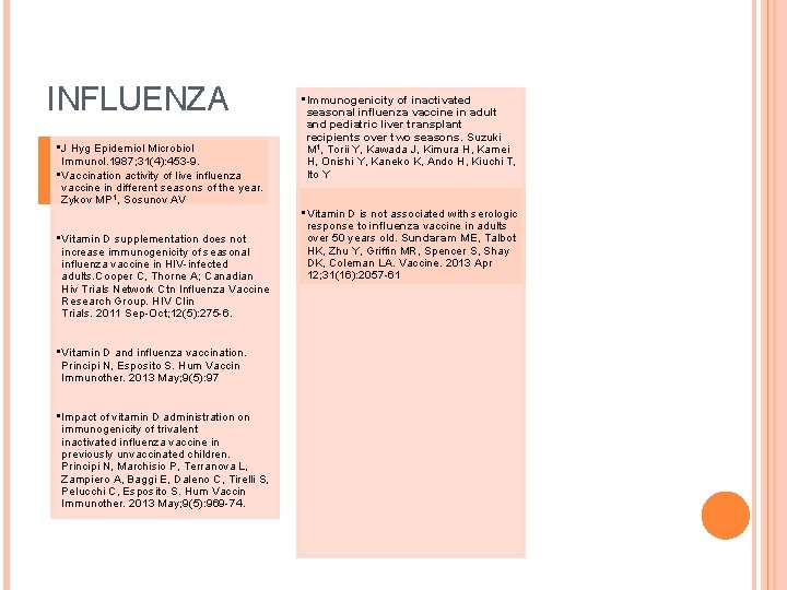 INFLUENZA • J Hyg Epidemiol Microbiol Immunol. 1987; 31(4): 453 -9. • Vaccination activity