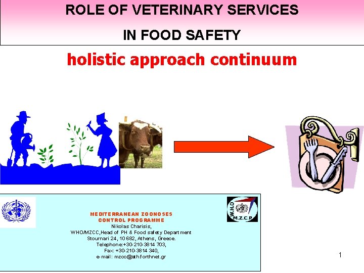 ROLE OF VETERINARY SERVICES IN FOOD SAFETY holistic approach continuum MEDITERRANEAN ZOONOSES CONTROL PROGRAMME