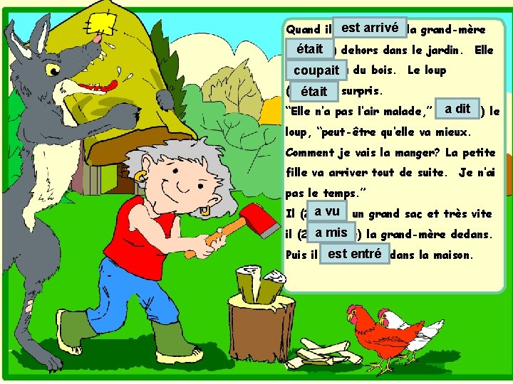 est arrivé la grand-mère Quand il (18. arriver) était dehors dans le jardin. Elle