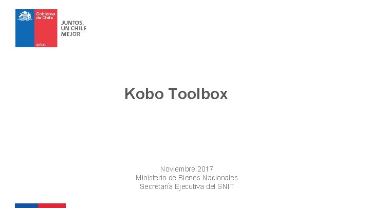 Kobo Toolbox Noviembre 2017 Ministerio de Bienes Nacionales Secretaría Ejecutiva del SNIT 