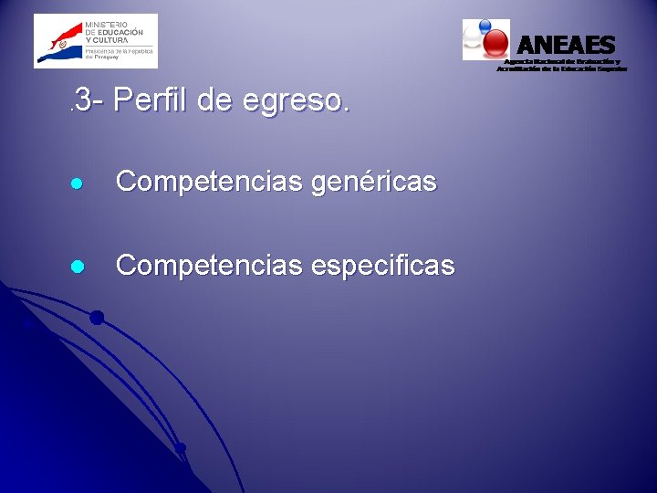 3 - Perfil de egreso. . l Competencias genéricas l Competencias especificas 