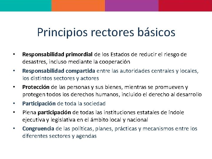 Principios rectores básicos • • • Responsabilidad primordial de los Estados de reducir el Principios rectores básicos • • • Responsabilidad primordial de los Estados de reducir el