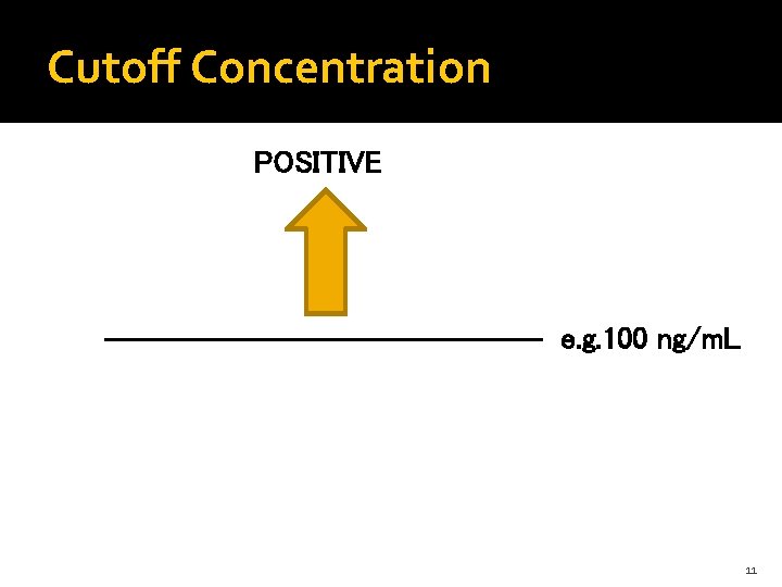 Cutoff Concentration POSITIVE e. g. 100 ng/m. L 11 