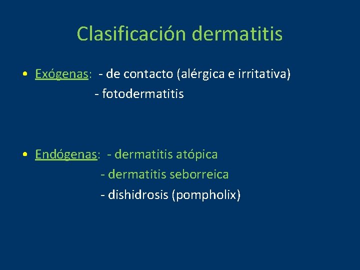 eczema clasificación