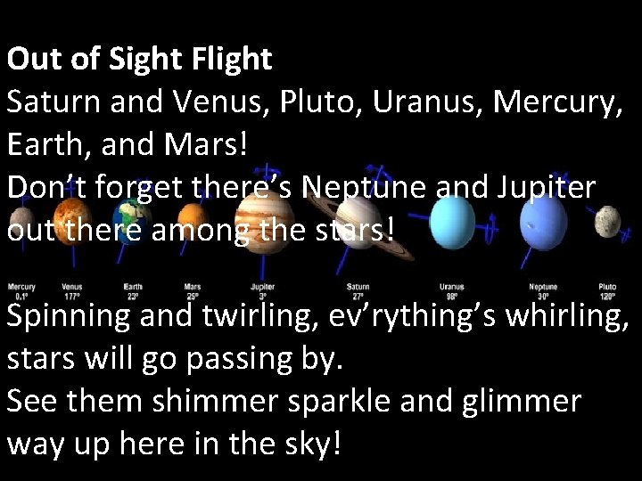 Out of Sight Flight Saturn and Venus, Pluto, Uranus, Mercury, Earth, and Mars! Don’t