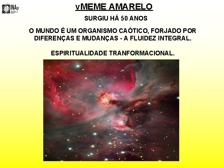 v. MEME AMARELO SURGIU HÁ 50 ANOS O MUNDO É UM ORGANISMO CAÓTICO, FORJADO