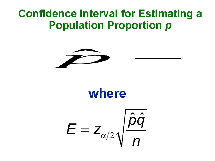 Confidence Interval for Estimating a Population Proportion p where 