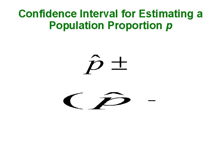 Confidence Interval for Estimating a Population Proportion p 