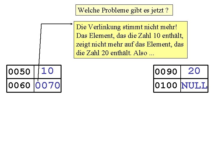 Welche Probleme gibt es jetzt ? Die Verlinkung stimmt nicht mehr! Das Element, das