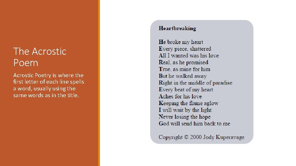 What Are Two Examples Of Acrostic Poems