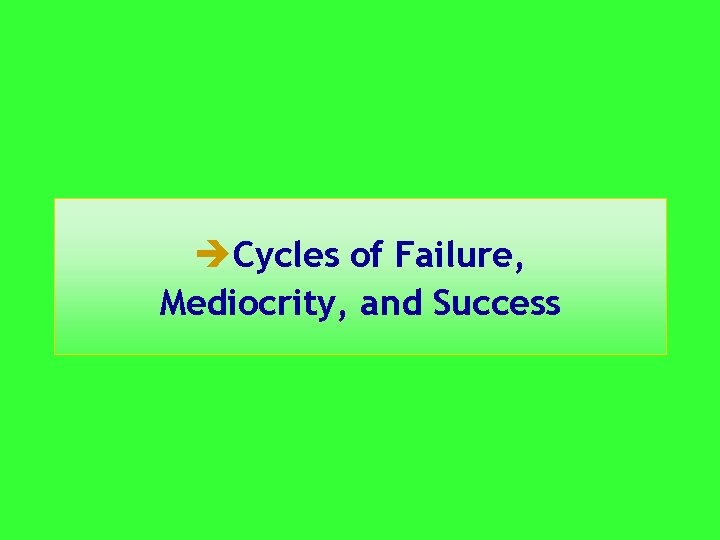 èCycles of Failure, Mediocrity, and Success 