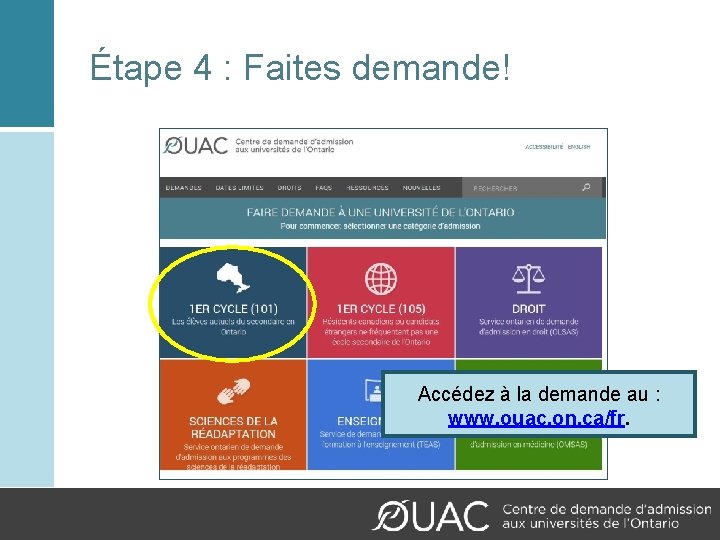 Étape 4 : Faites demande! Accédez à la demande au : www. ouac. on.