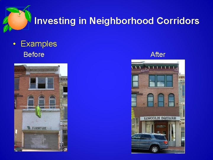 Investing in Neighborhood Corridors • Examples Before After 