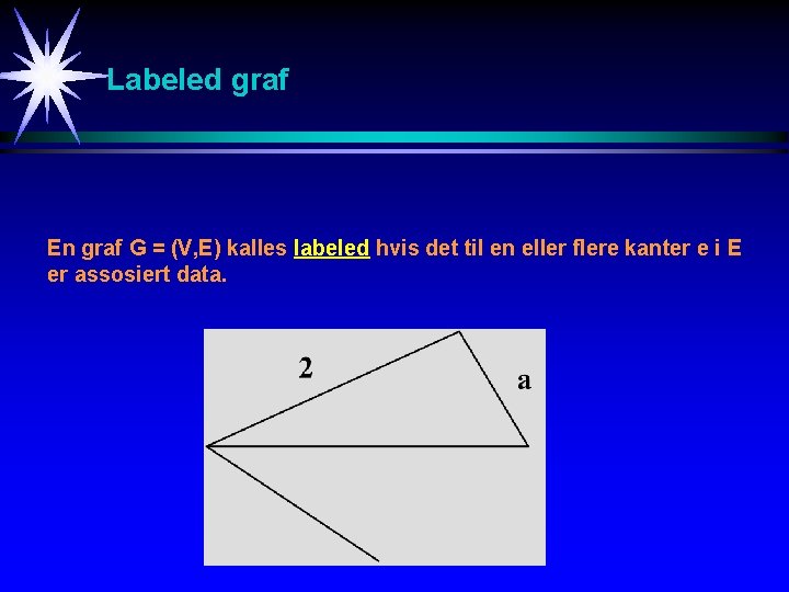 Labeled graf En graf G = (V, E) kalles labeled hvis det til en