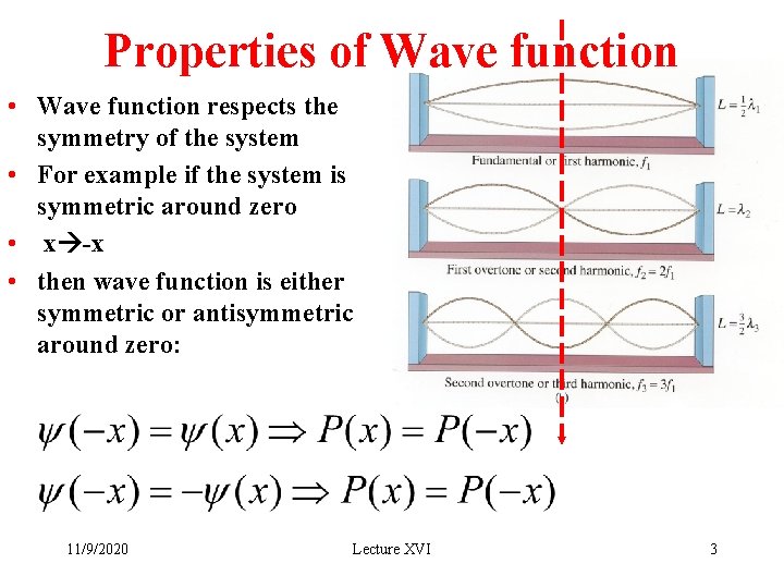 Properties of Wave function • Wave function respects the symmetry of the system •