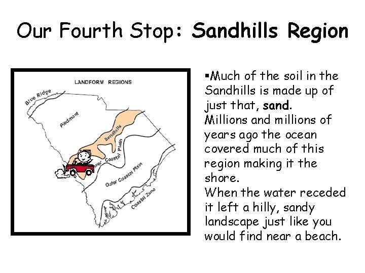 Our Fourth Stop: Sandhills Region §Much of the soil in the Sandhills is made