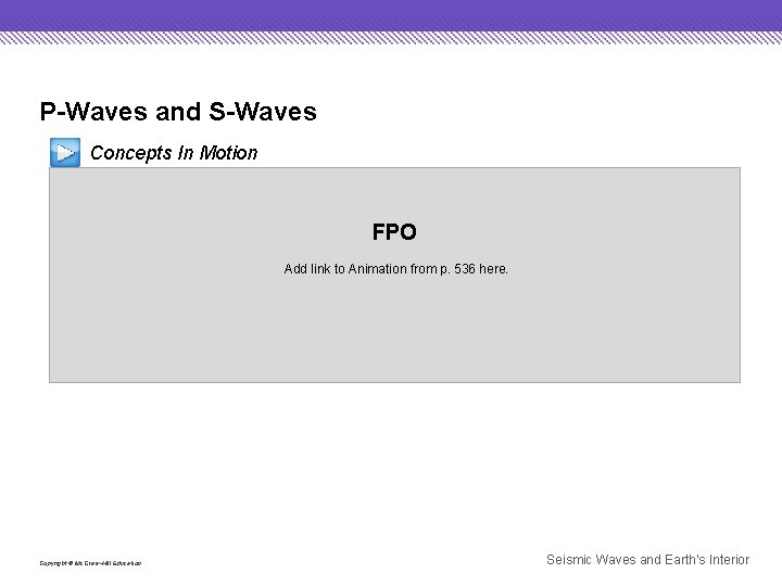 P-Waves and S-Waves Concepts In Motion FPO Add link to Animation from p. 536