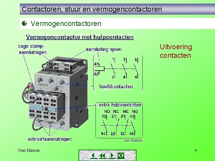 Contactoren, stuur en vermogencontactoren Vermogencontactoren Uitvoering contacten Ivan Maesen 4 