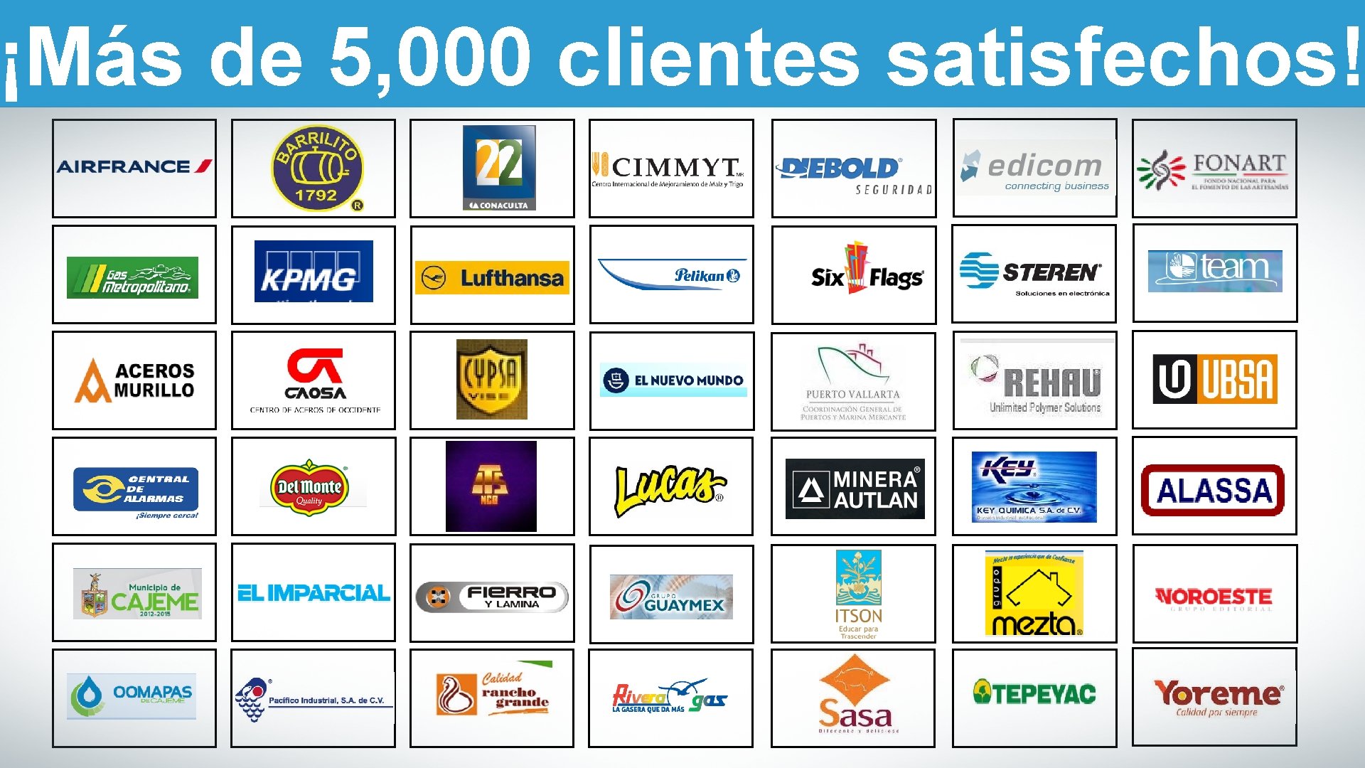 ¡Más de 5, 000 clientes satisfechos! 