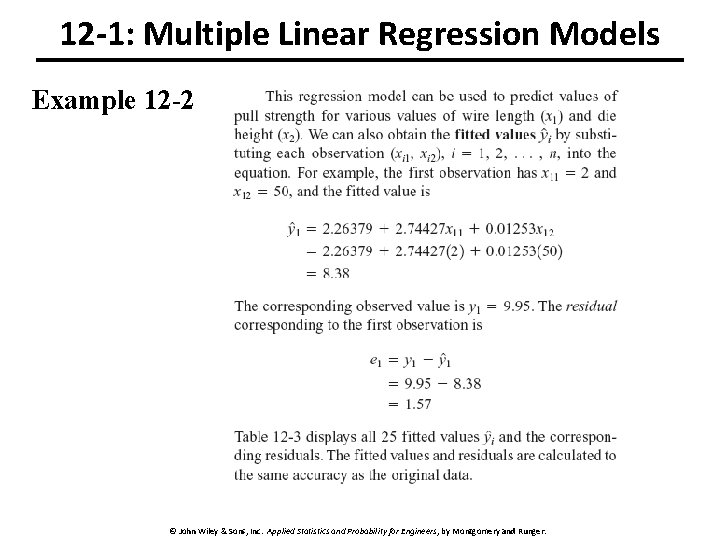 12 -1: Multiple Linear Regression Models Example 12 -2 25 © John Wiley &