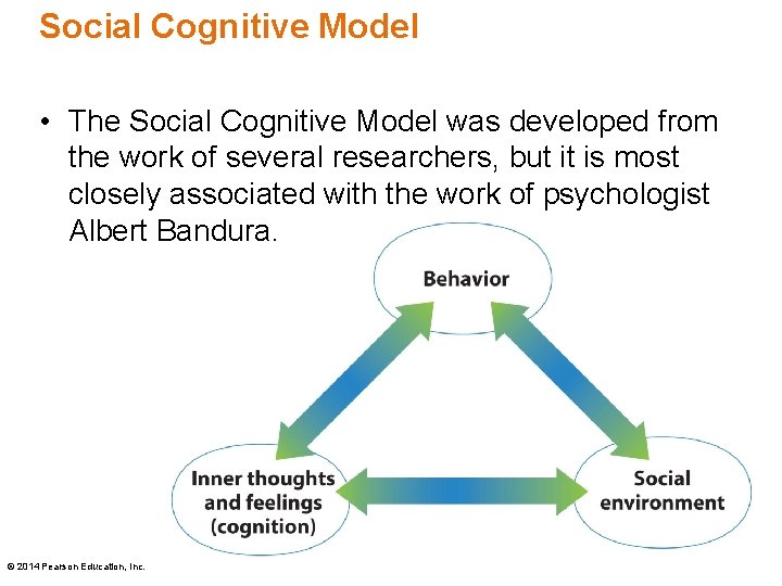 Social Cognitive Model • The Social Cognitive Model was developed from the work of