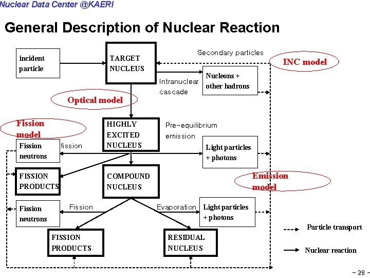 Nuclear Data Center @KAERI General Description of Nuclear Reaction TARGET NUCLEUS incident particle Optical