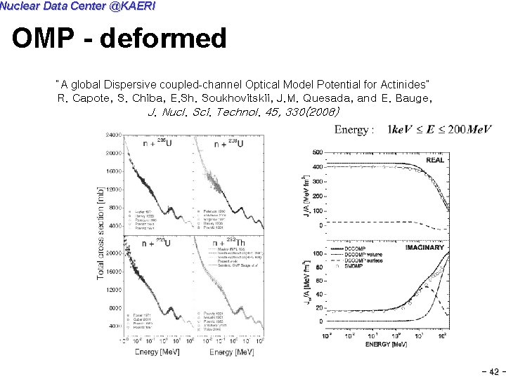 Nuclear Data Center @KAERI OMP - deformed “A global Dispersive coupled-channel Optical Model Potential