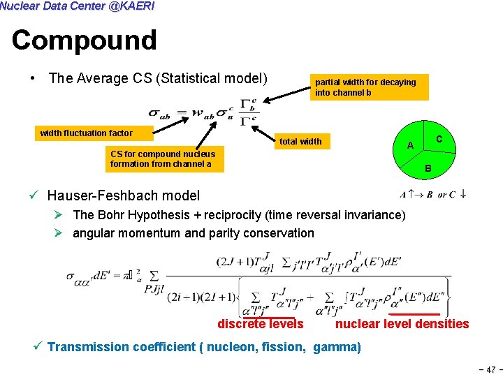 Nuclear Data Center @KAERI Compound • The Average CS (Statistical model) width fluctuation factor