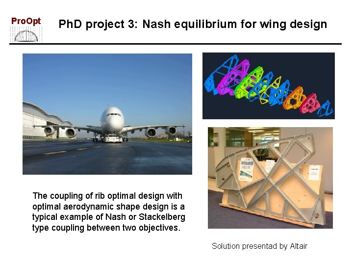 Pro. Opt Ph. D project 3: Nash equilibrium for wing design The coupling of Pro. Opt Ph. D project 3: Nash equilibrium for wing design The coupling of