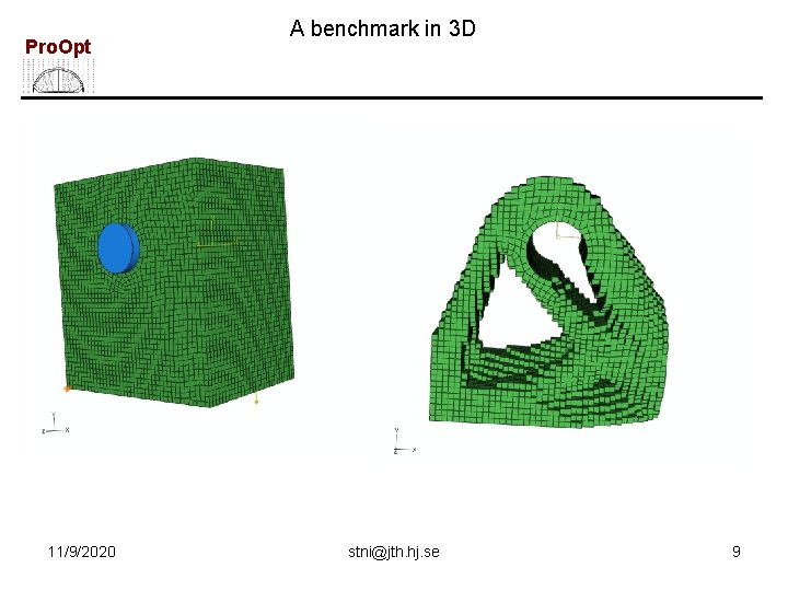 Pro. Opt 11/9/2020 A benchmark in 3 D stni@jth. hj. se 9 