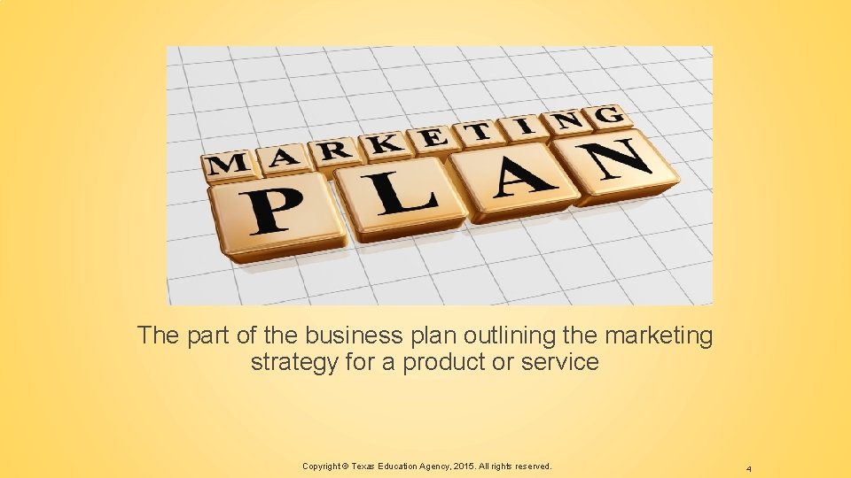 The part of the business plan outlining the marketing strategy for a product or