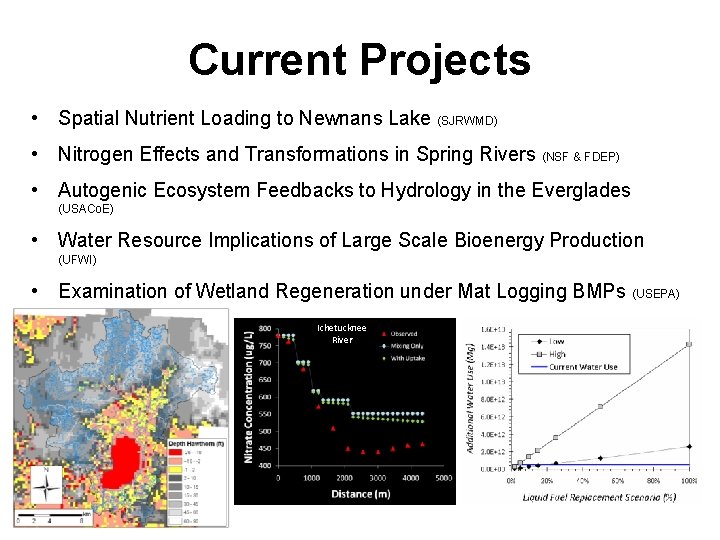 Current Projects • Spatial Nutrient Loading to Newnans Lake (SJRWMD) • Nitrogen Effects and
