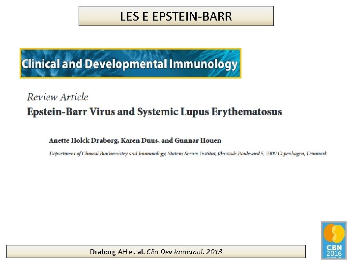 LES E EPSTEIN-BARR Draborg AH et al. Clin Dev Immunol. 2013 