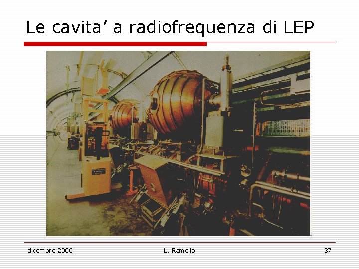 Le cavita’ a radiofrequenza di LEP dicembre 2006 L. Ramello 37 