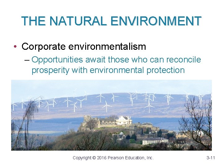 THE NATURAL ENVIRONMENT • Corporate environmentalism – Opportunities await those who can reconcile prosperity