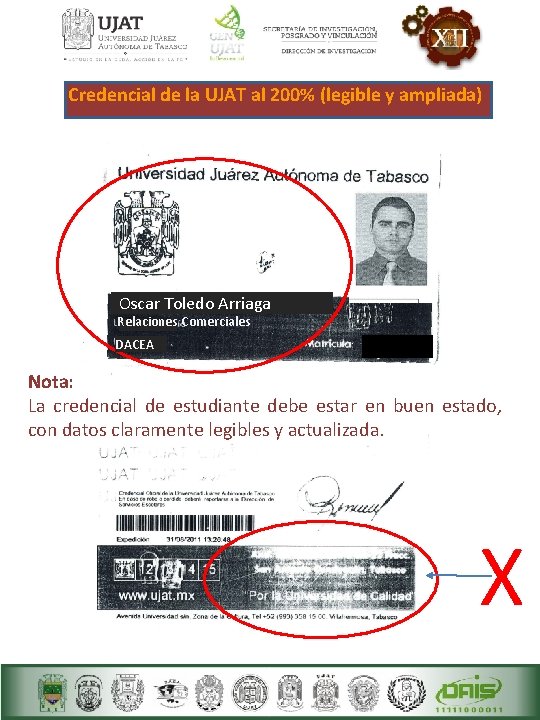 Credencial de la UJAT al 200% (legible y ampliada) Oscar Toledo Arriaga Relaciones Comerciales