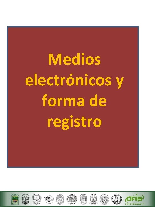 Medios electrónicos y forma de registro 