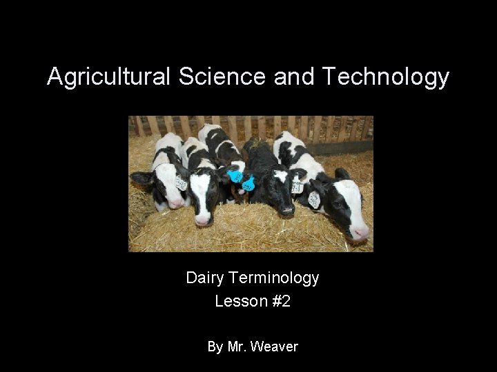 Agricultural Science and Technology Dairy Terminology Lesson #2 By Mr. Weaver 