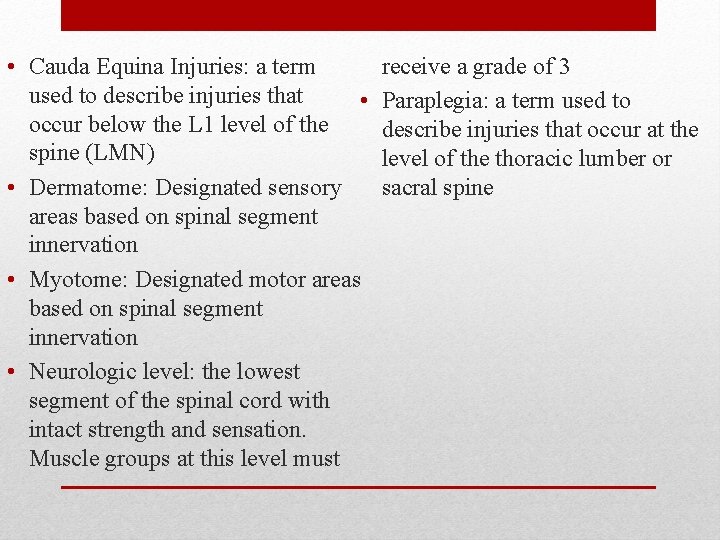 • Cauda Equina Injuries: a term used to describe injuries that • occur • Cauda Equina Injuries: a term used to describe injuries that • occur
