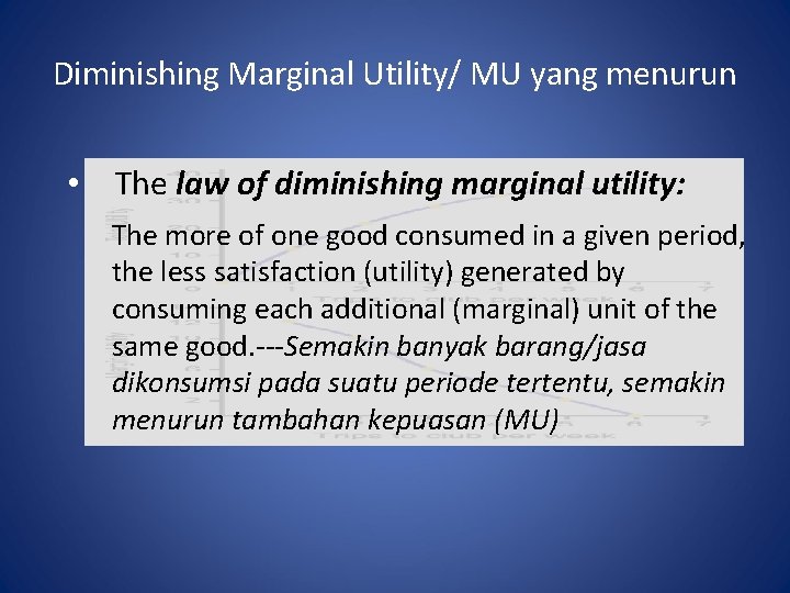 Diminishing Marginal Utility/ MU yang menurun • The law of diminishing marginal utility: The