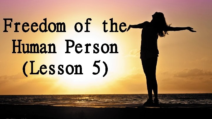 Freedom of the Human Person (Lesson 5) 