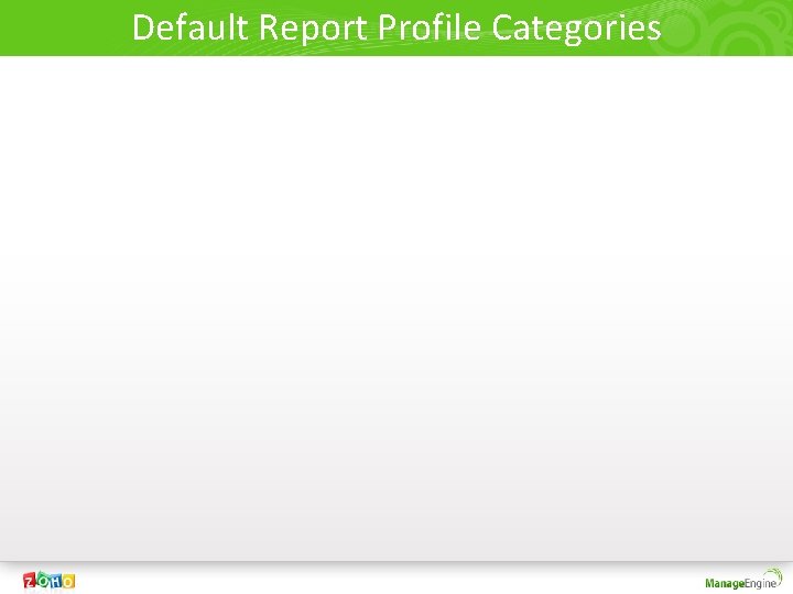 Default Report Profile Categories 