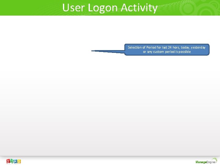 User Logon Activity Selection of Period for last 24 hors, today, yesterday or any