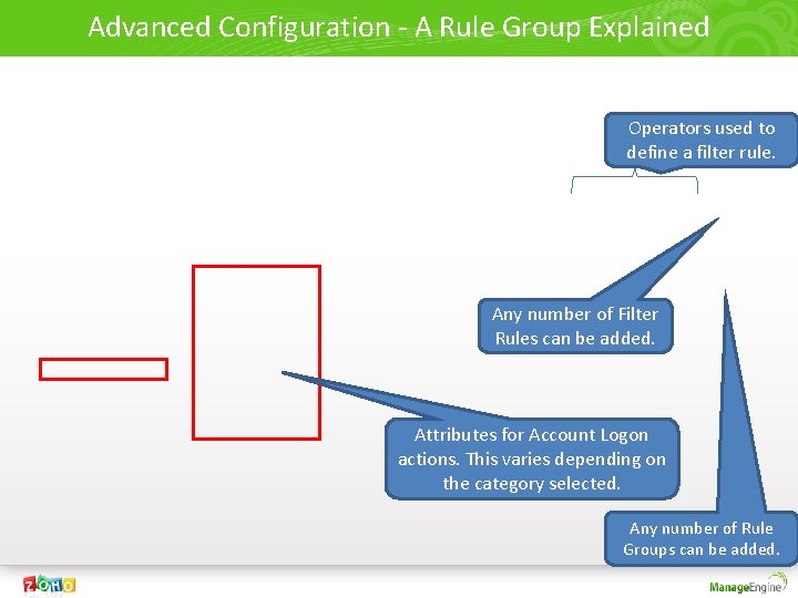 Advanced Configuration - A Rule Group Explained Operators used to define a filter rule.