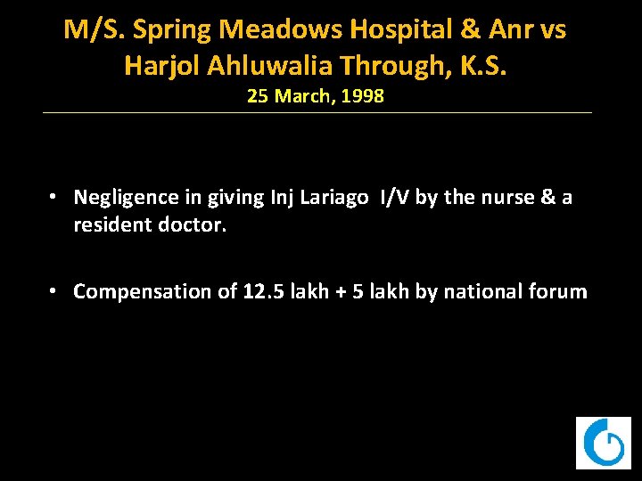 M/S. Spring Meadows Hospital & Anr vs Harjol Ahluwalia Through, K. S. 25 March,