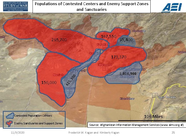 Populations of Contested Centers and Enemy Support Zones and Sanctuaries 167, 550 295, 700