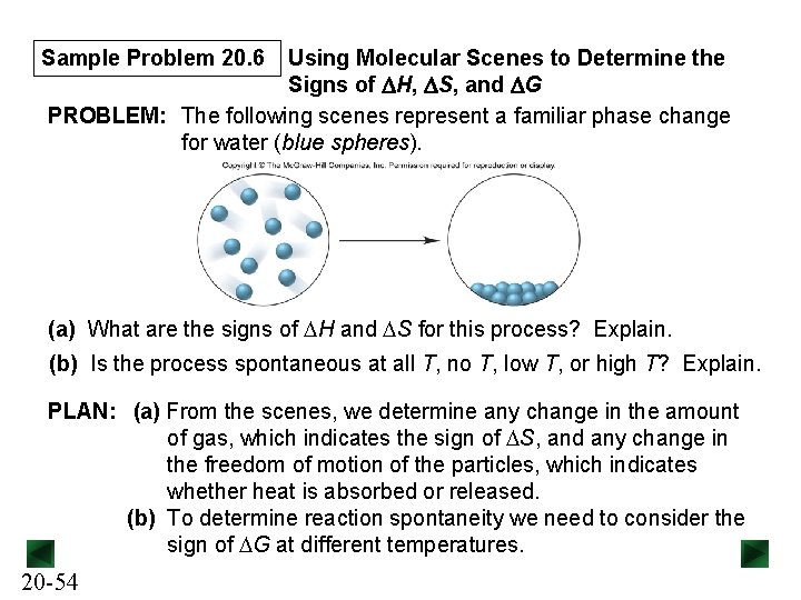 Sample Problem 20. 6 Using Molecular Scenes to Determine the Signs of DH, DS,