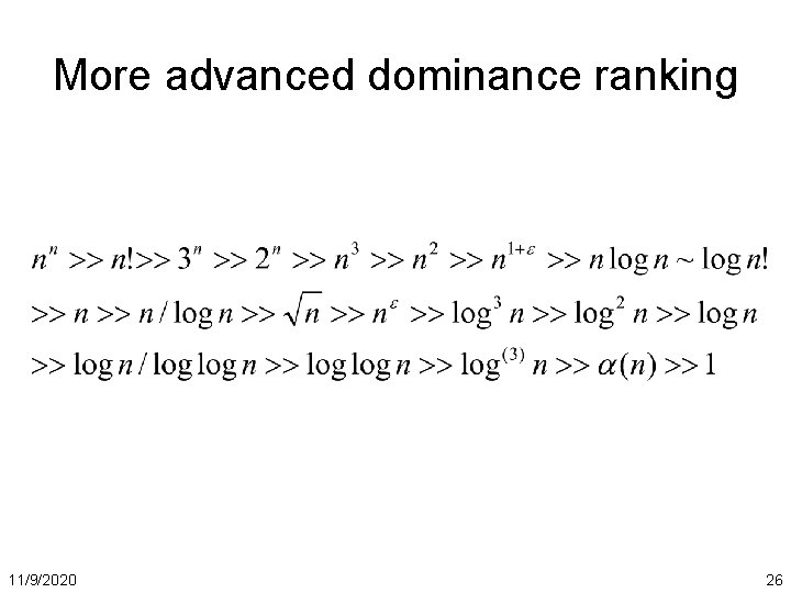 More advanced dominance ranking 11/9/2020 26 