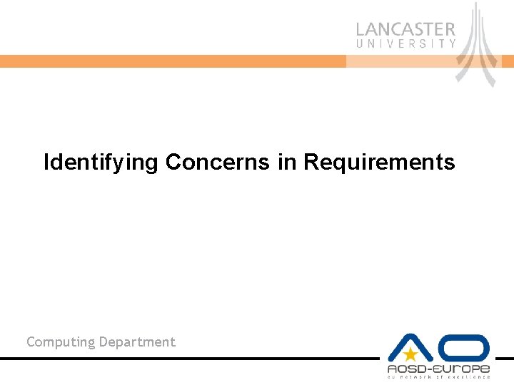 Identifying Concerns in Requirements Computing Department 