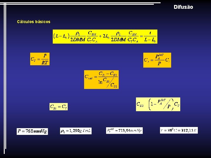 Difusão Cálculos básicos 